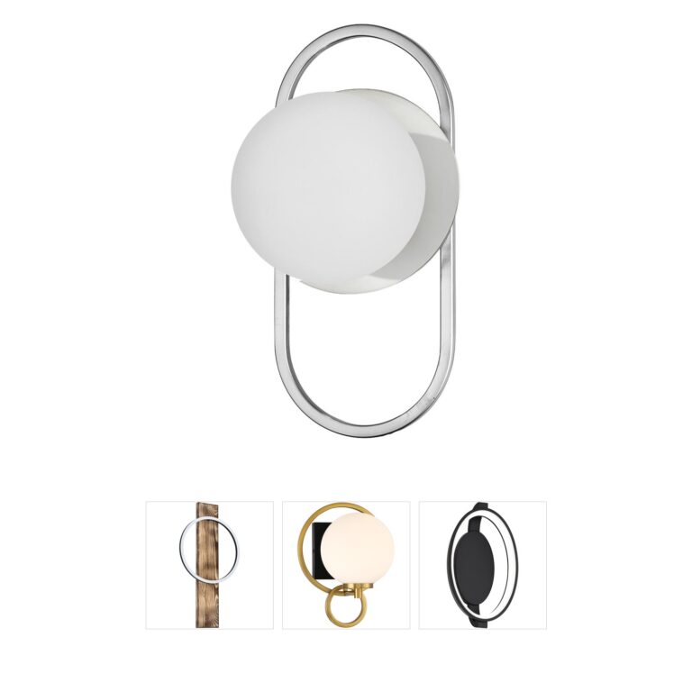 Dainolite Burlat Polished Chrome & White Glass Wall Sconce