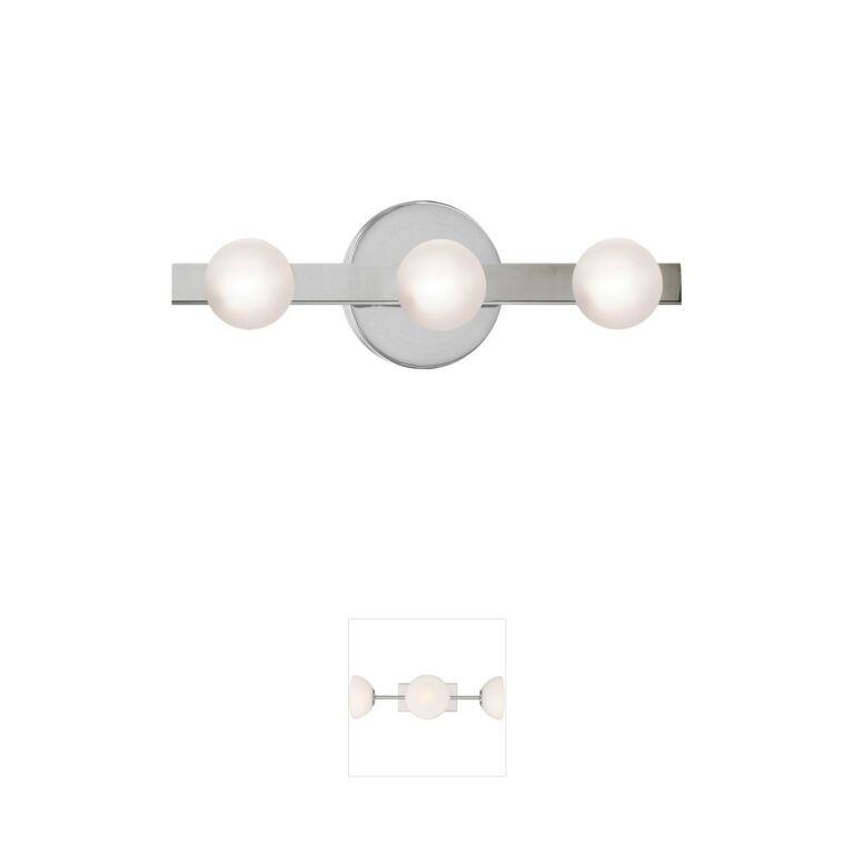 Dainolite Raleigh 3-Light Polished Chrome Vanity Light with White Glass Globes