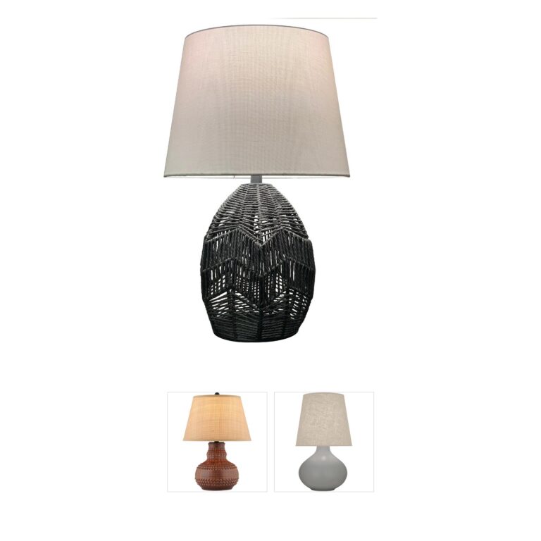 Dainolite Tillie Matte Black String & Fabric Table Lamp