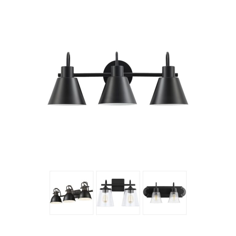 Dainolite Westley 3-Light Matte Black Metal Vanity Light
