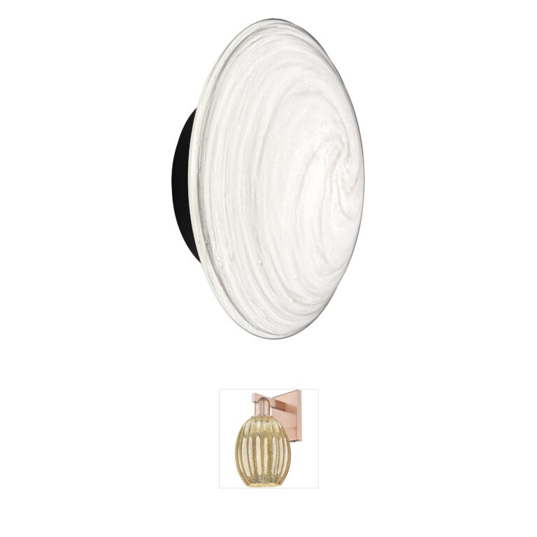 Dainolite Wenona Matte Black Swirl Glass Integrated LED Wall Sconce