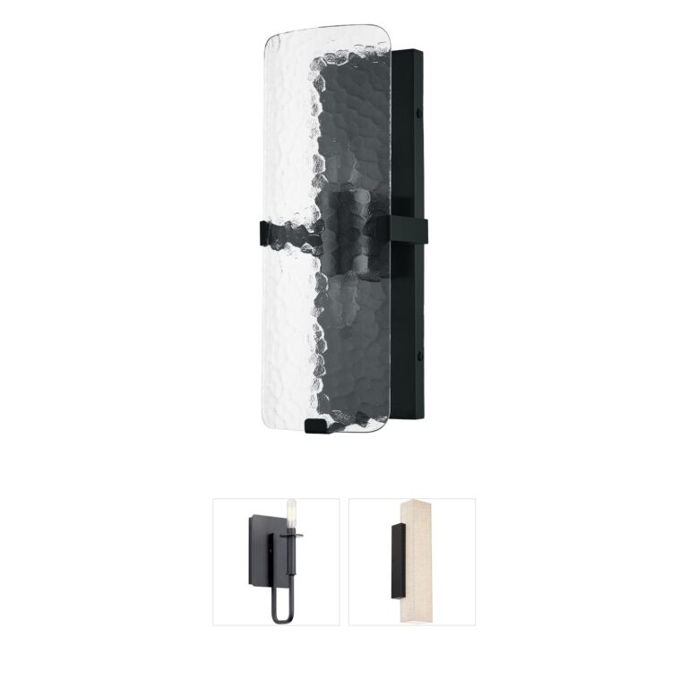 Dainolite Winnie Matte Black Clear Pattern Glass Wall Sconce