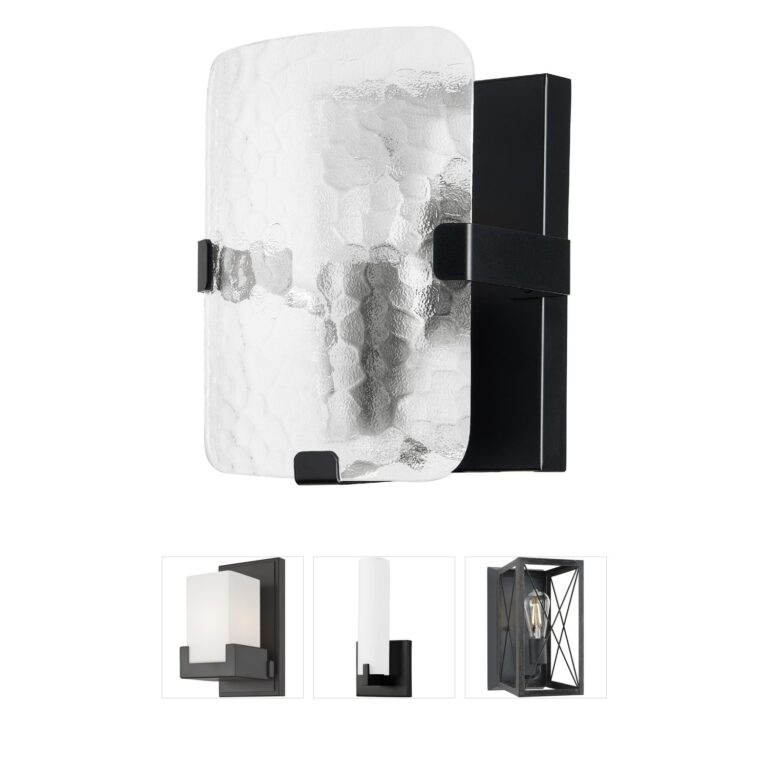 Dainolite Winnie Matte Black & Clear Glass Wall Sconce