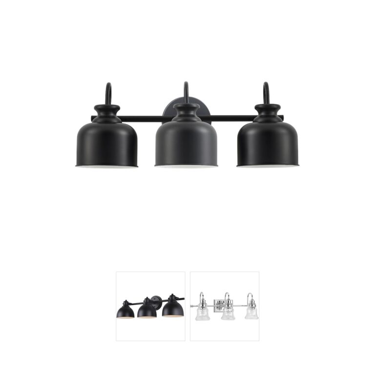 Dainolite Wrigley 3-Light Matte Black Metal Vanity Light