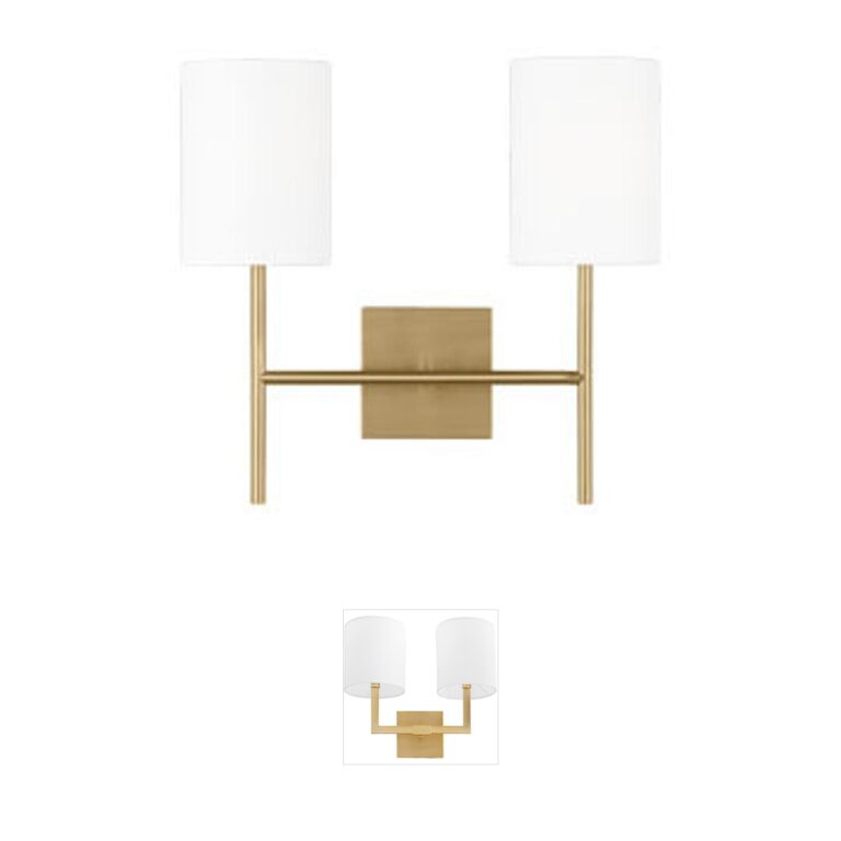 Visual Comfort Studio Collection Barbara Barry Key 2-Light Burnished Brass Sconce with Linen Shade