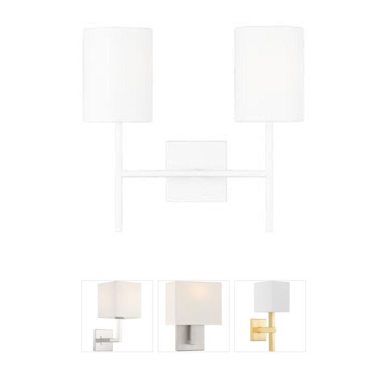 Visual Comfort Studio Collection Barbara Barry Key Matte White Steel 2-Light Wall Sconce with Linen Shades