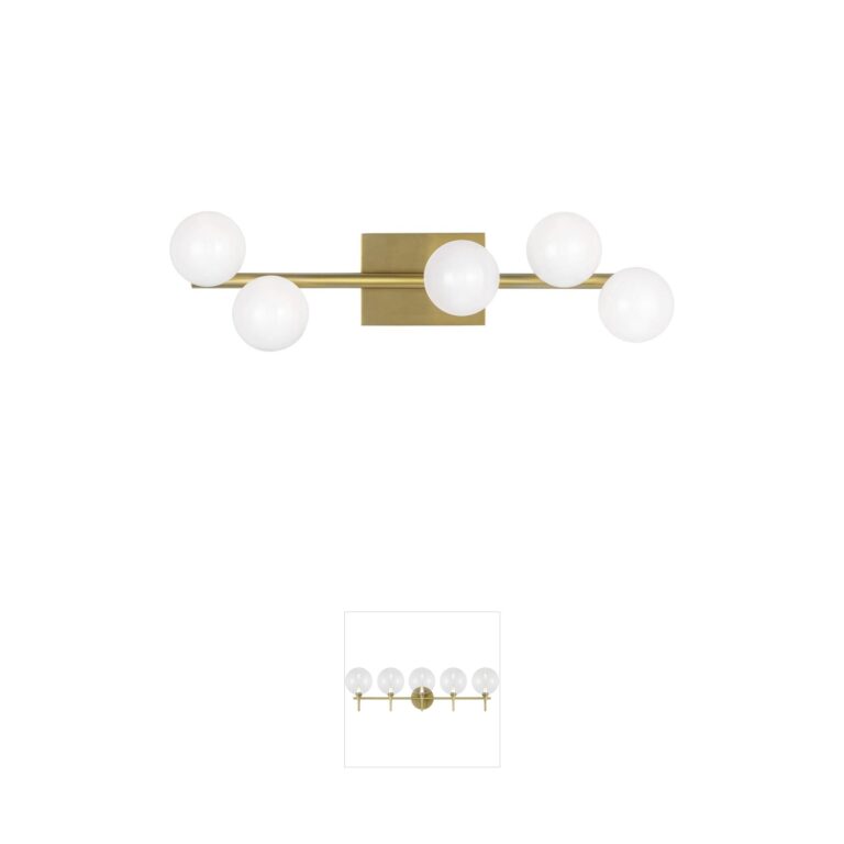 Visual Comfort Studio Collection Sean Lavin Altair 5-Light Burnished Brass Vanity with Milk Glass