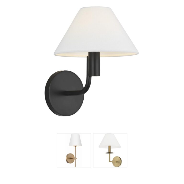 Visual Comfort Studio Collection Sean Lavin Colfax Aged Iron Steel Wall Sconce with White Linen Shade