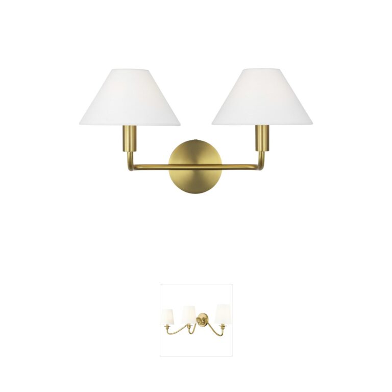 Visual Comfort Studio Collection Sean Lavin Colfax Burnished Brass Wall Sconce with White Linen Shades