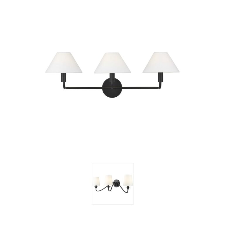 Visual Comfort Studio Collection Sean Lavin Colfax Aged Iron Wall Sconce with White Linen Shades