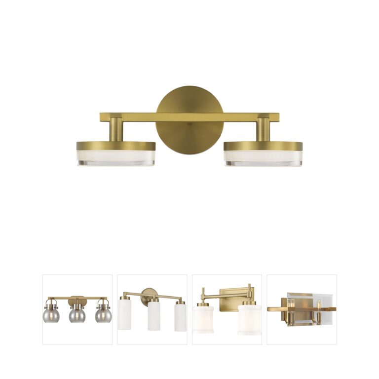 Visual Comfort Studio Collection Sean Lavin Khan 2-Light Burnished Brass Vanity with Glass Shades