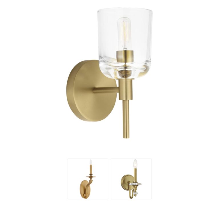 Visual Comfort Studio Collection Thom Filicia Hartley Burnished Brass Wall Sconce with Clear Glass