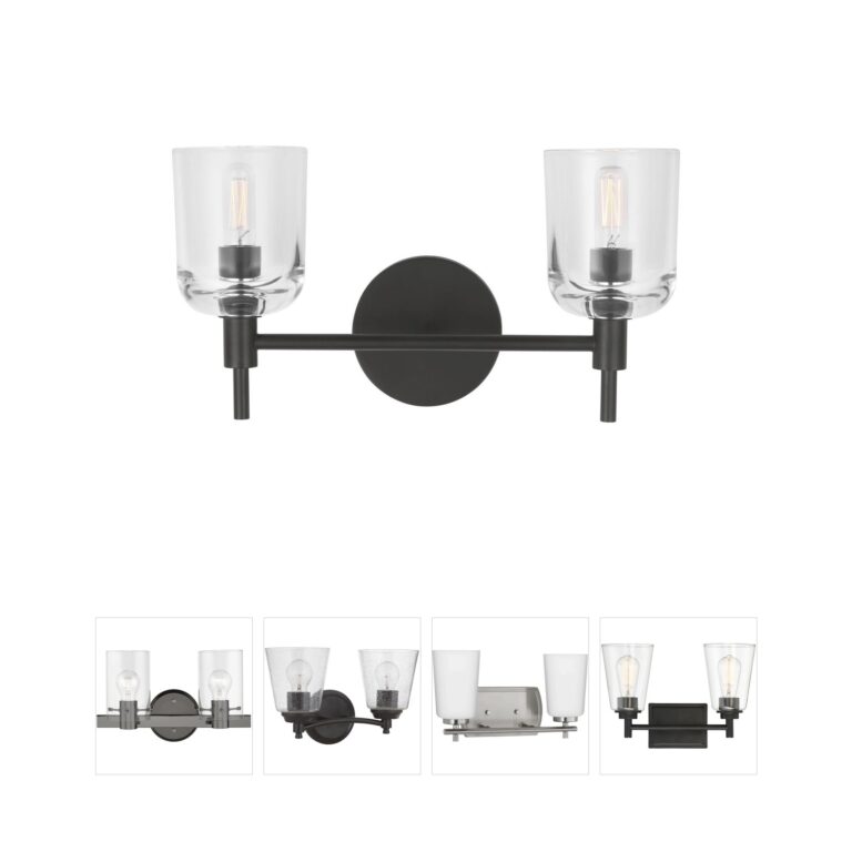 Visual Comfort Studio Collection Thom Filicia Hartley Aged Iron 2-Light Vanity with Clear Glass Shades