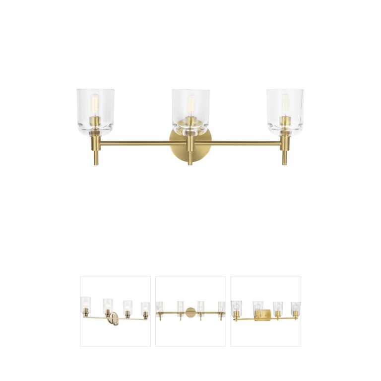 Visual Comfort Studio Collection Thom Filicia Hartley 3-Light Burnished Brass Clear Glass Vanity Light