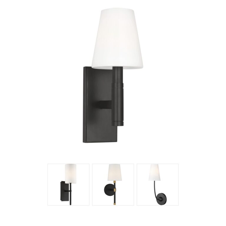 Visual Comfort Studio Collection TOB by Thomas O'Brien Beckham Classic Aged Iron Sconce with Milk Glass Shade