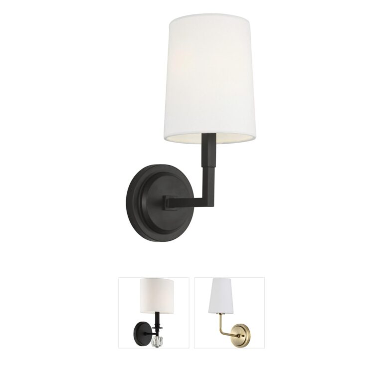 Visual Comfort Studio TOB by Thomas O'Brien Danica Aged Iron Sconce with Linen Shade
