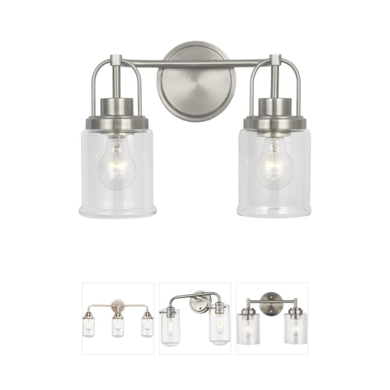 Visual Comfort Studio Collection Anders 2-Light Brushed Nickel Vanity with Clear Glass