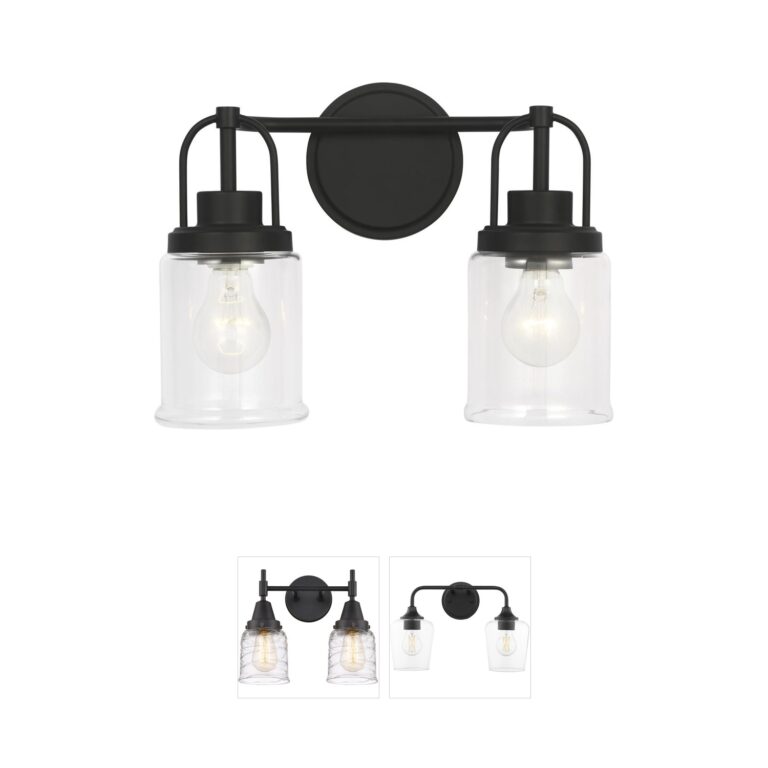 Visual Comfort Studio Collection Anders Steel & Clear Glass 2-Light Vanity Light