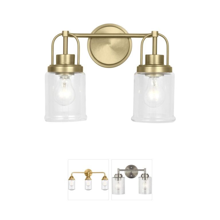 Visual Comfort Studio Collection Anders 2-Light Satin Brass Vanity Light with Clear Glass