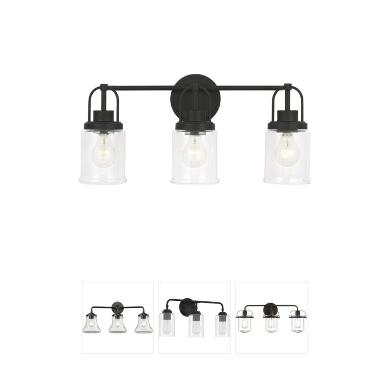 Visual Comfort Studio Collection Anders 3-Light Steel Vanity in Midnight Black with Clear Glass
