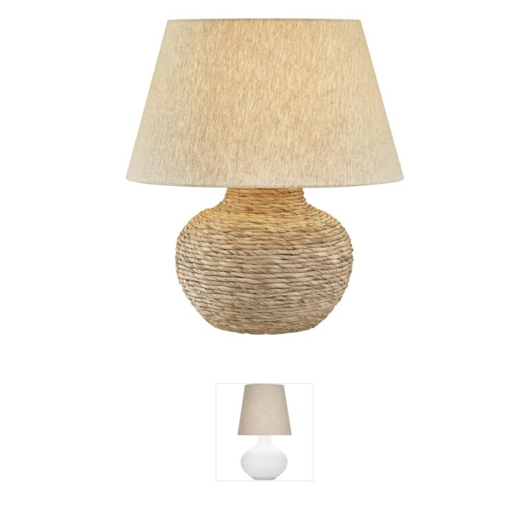 Troy Lighting Malik Natural Woven and Patina Brass Table Lamp