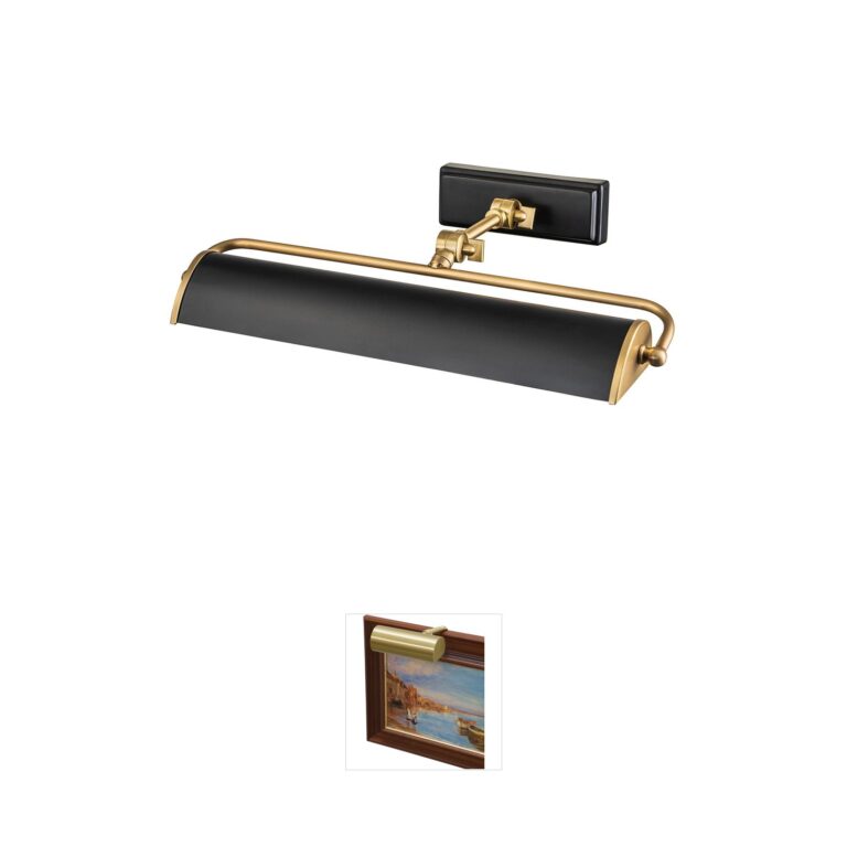 Lucas + McKearn Winchfield Aged Brass and Matte Black Adjustable Picture Light