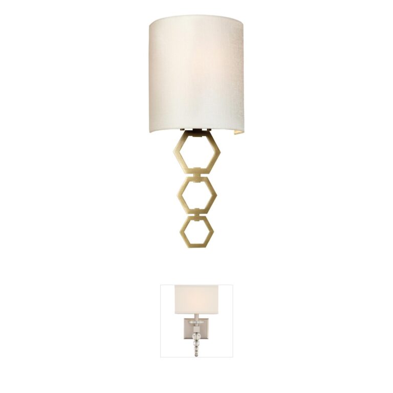 Lucas + McKearn Clark Aged Brass Wall Sconce with Silk Shade