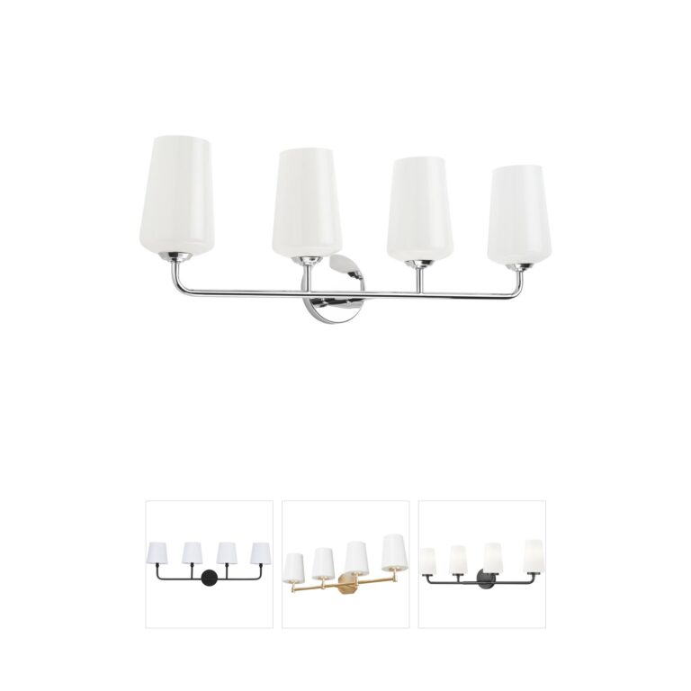Progress Lighting Celino 4-Light Polished Chrome Vanity with White Glass
