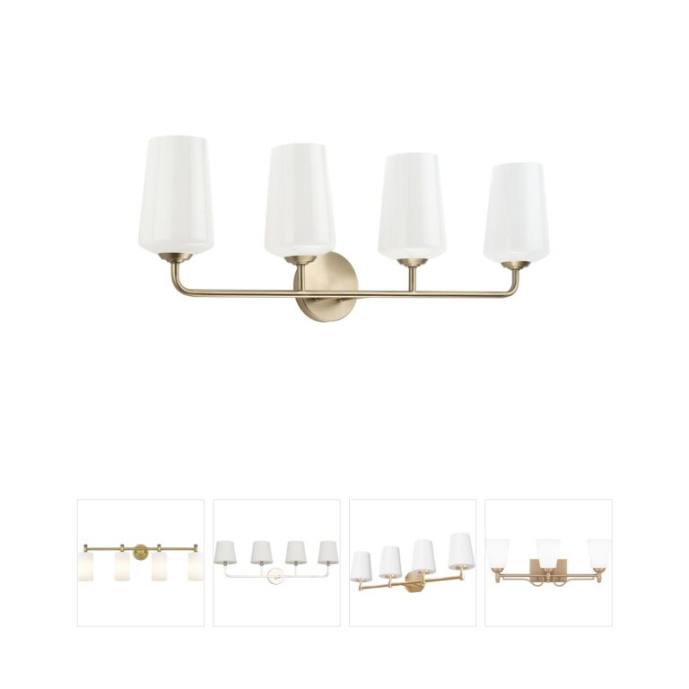 Progress Lighting Celino 4-Light Champagne Bronze Vanity with White Glass