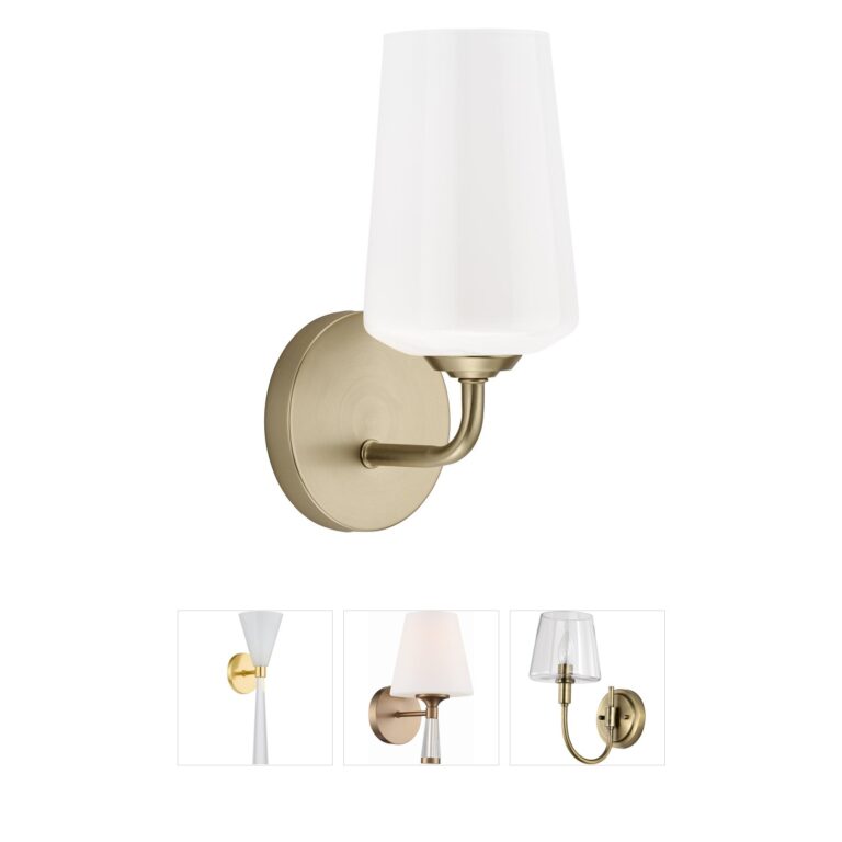 Progress Lighting Celino Champagne Bronze Steel Wall Sconce with White Glass