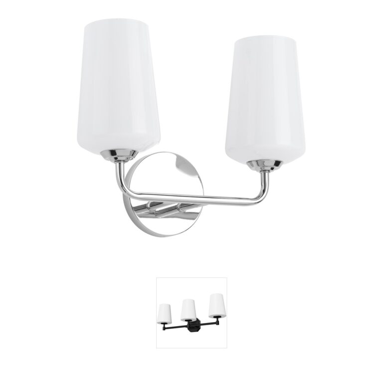 Progress Lighting Celino Polished Chrome Two-Light Vanity Sconce with White Glass