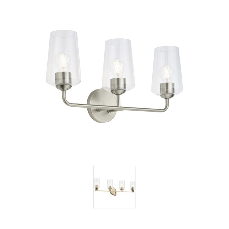 Progress Lighting Celino Brushed Nickel 3-Light Vanity with Clear Glass Shades