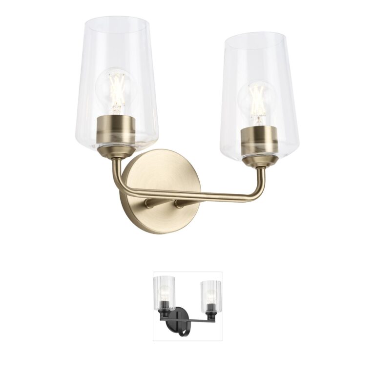 Progress Lighting Celino Two-Light Steel Vanity Light with Clear Glass