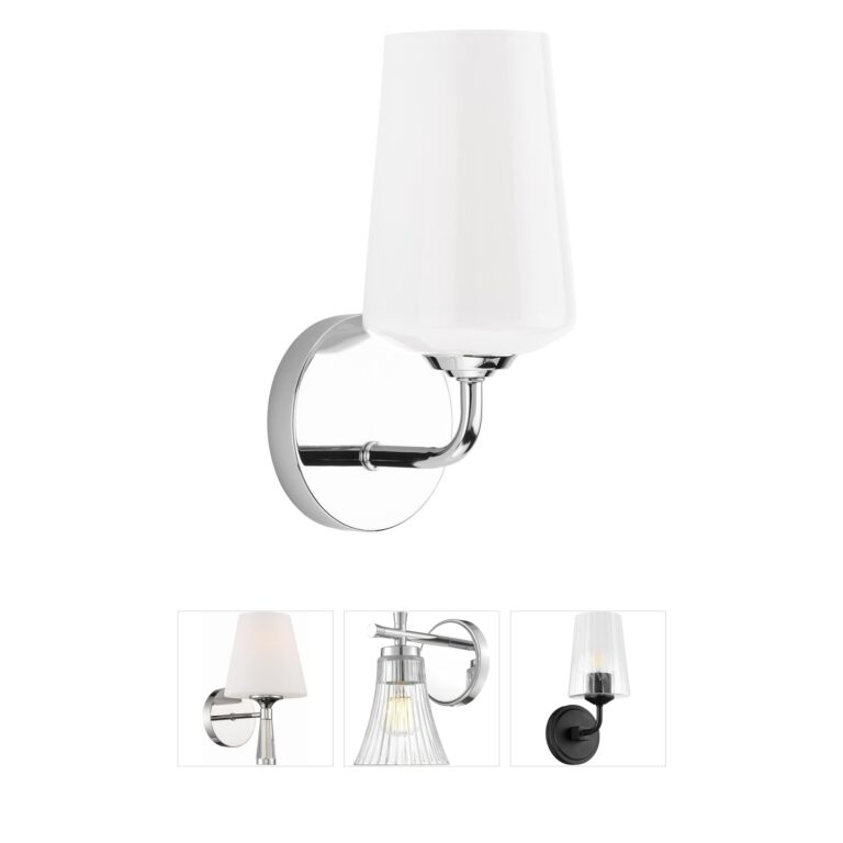 Progress Lighting Celino Polished Chrome White Glass Wall Sconce