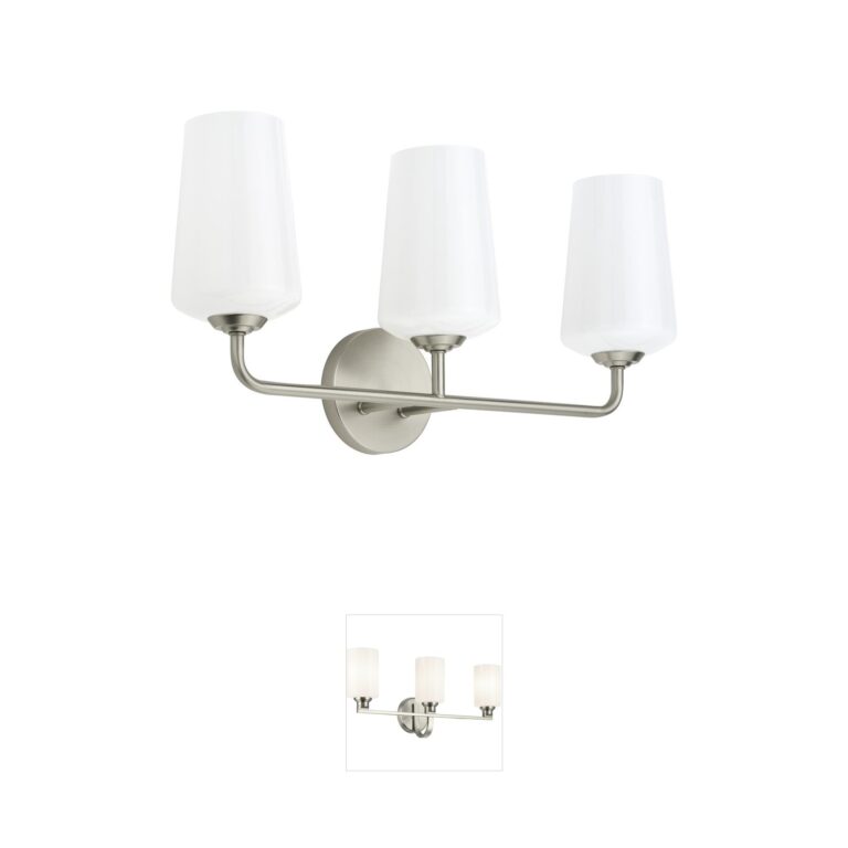 Progress Lighting Celino Brushed Nickel 3-Light Vanity with White Glass