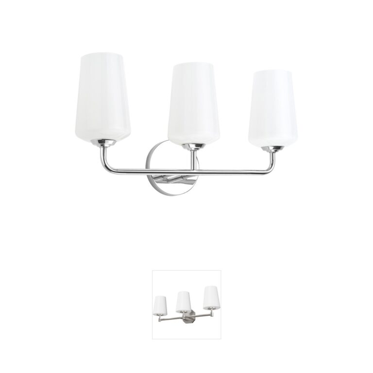 Progress Lighting Celino Polished Chrome 3-Light Vanity with White Glass