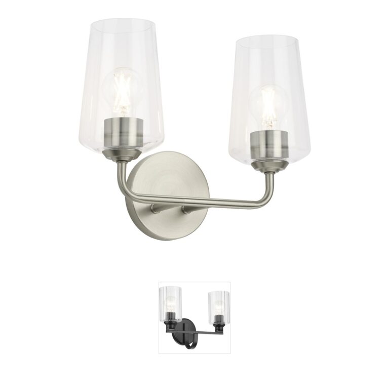 Progress Lighting Celino Brushed Nickel 2-Light Vanity with Clear Glass