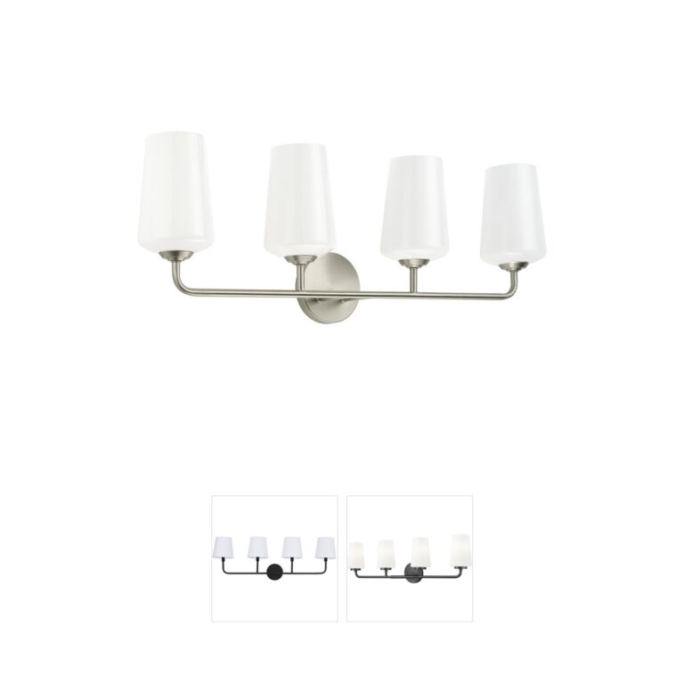 Progress Lighting Celino 4-Light Brushed Nickel Vanity with White Glass