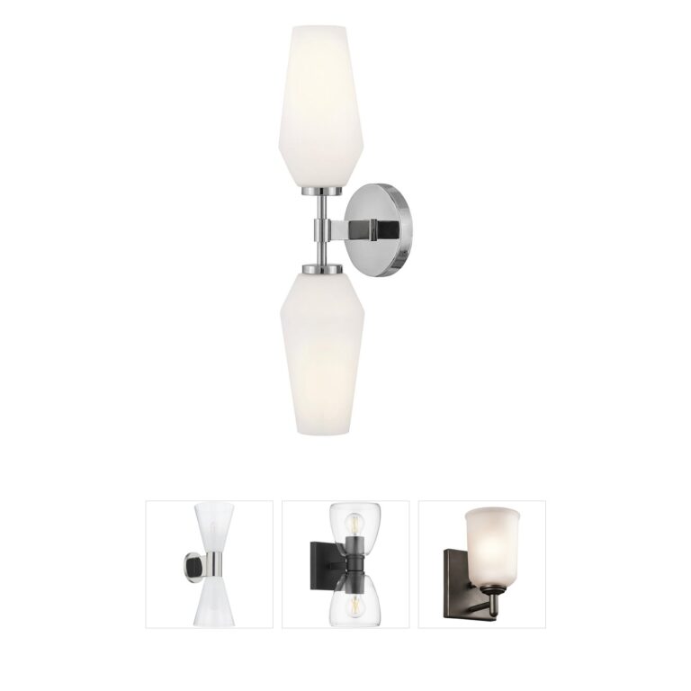 Lark Gio 21-Inch Large Chrome Wall Sconce with Etched Opal Glass