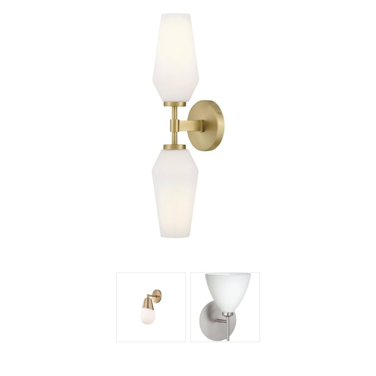 Lark Gio 21-Inch Two-Light Lacquered Brass Sconce with Etched Opal Glass