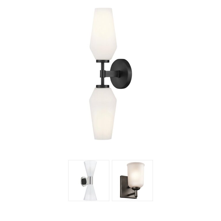 Lark Gio Black Steel Wall Sconce with Etched Opal Glass
