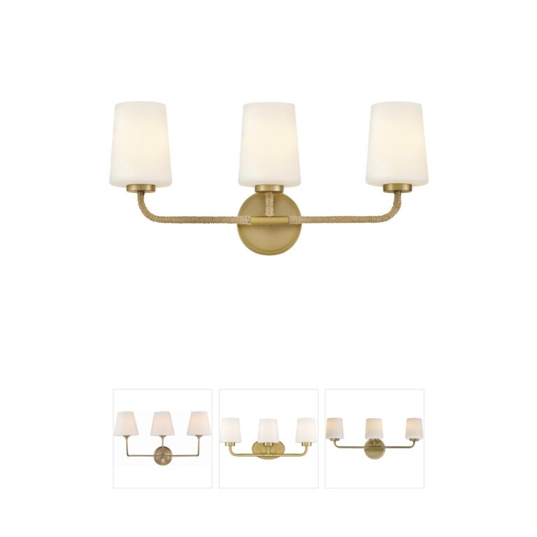 Lark Kline 3-Light Rattan & Lacquered Brass Vanity Sconce