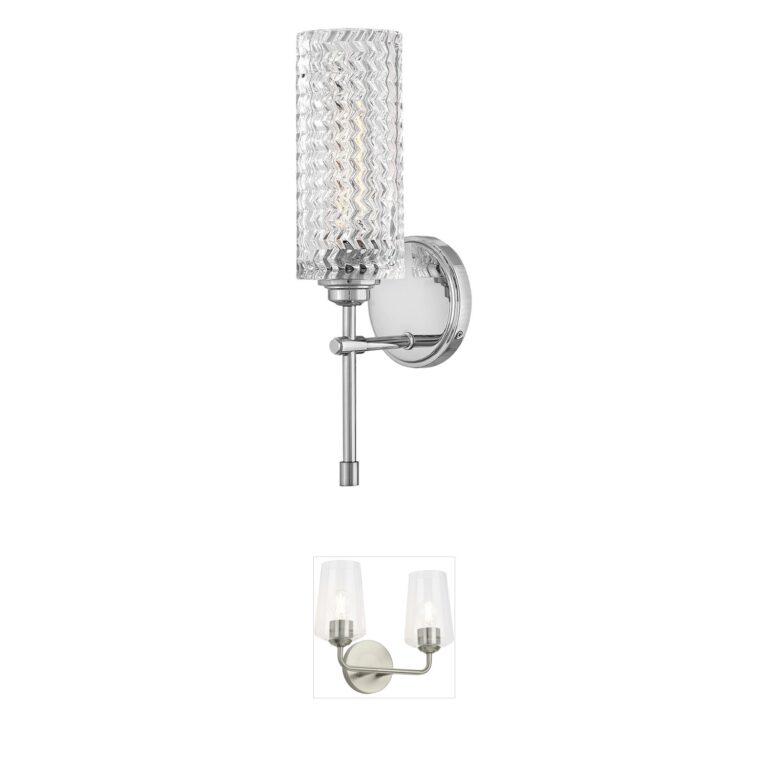 Hinkley Elle 1-Light Chrome Bath Sconce with Clear Chevron Glass