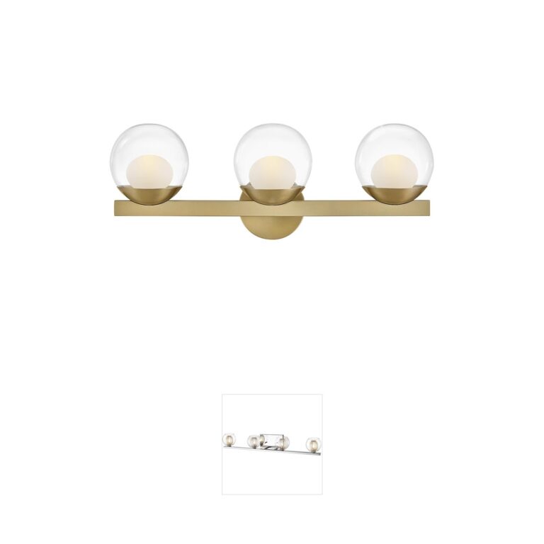 Hinkley Sunni 3-Light Lacquered Brass LED Vanity Light with Clear Dome Glass