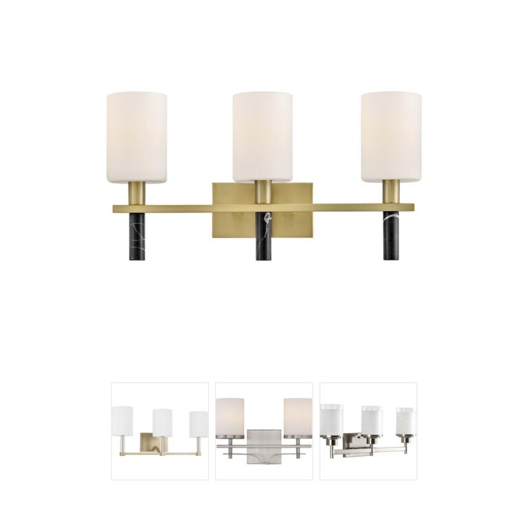 Hinkley Turin 3-Light Lacquered Brass Vanity with Etched Opal Glass