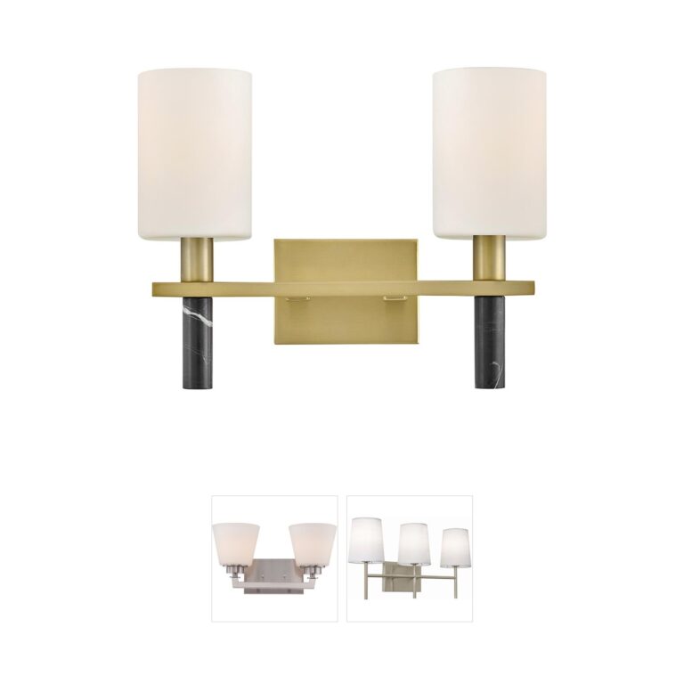 Hinkley Turin 2-Light Lacquered Brass Vanity with Etched Opal Glass