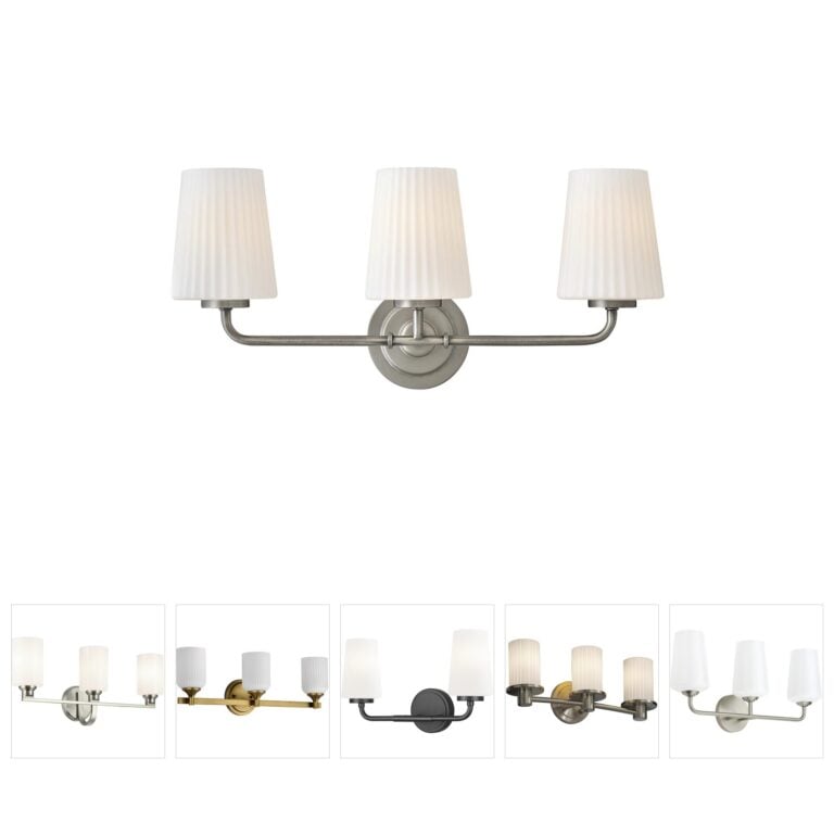 Hinkley McKenna 3-Light Antique Nickel Vanity with Pleated Etched Opal Glass
