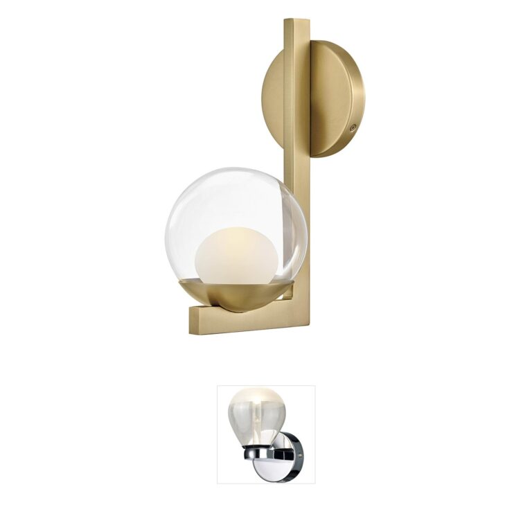 Hinkley Sunni Lacquered Brass Modern LED Bath Sconce with Clear Dome Glass