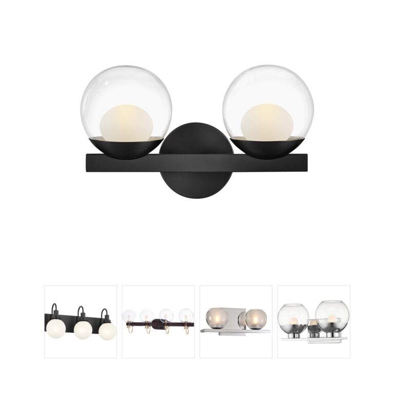 Hinkley Sunni 2-Light Black Vanity Light with Clear Dome Glass