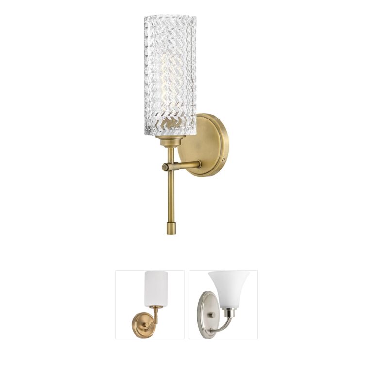 Hinkley Elle Heritage Brass Medium Sconce with Clear Chevron Glass